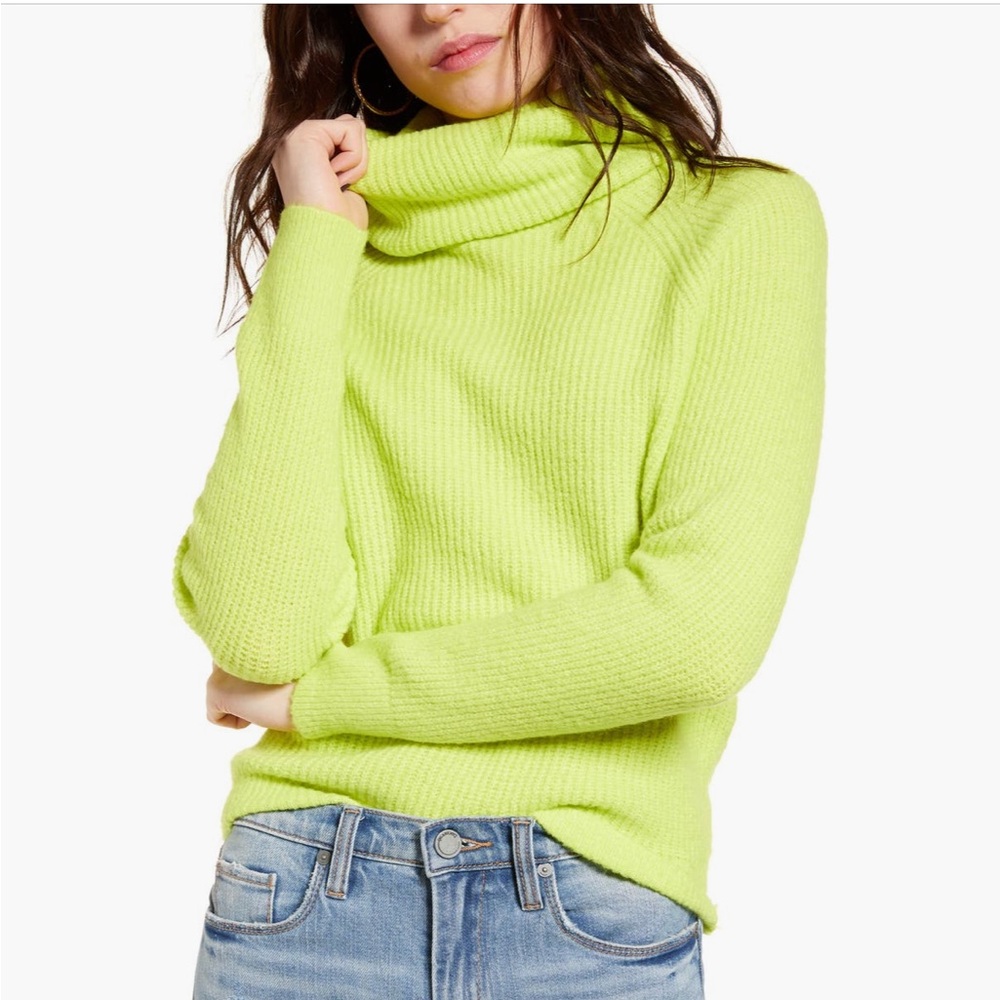 BP Bright Lime Cowl Neck Sweater